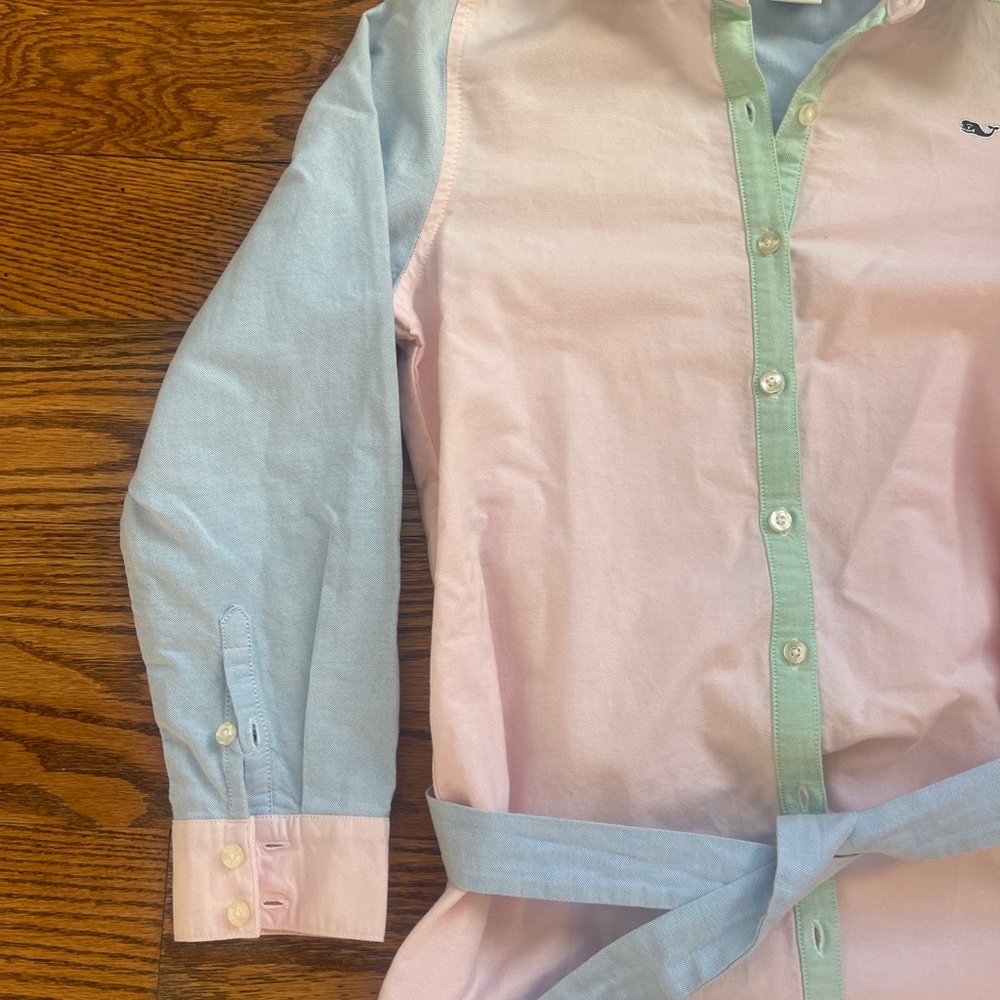 Colorblock Button-Up Dress - Picture 3 of 4